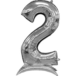 Silver Stand-Up Number Foil Balloon