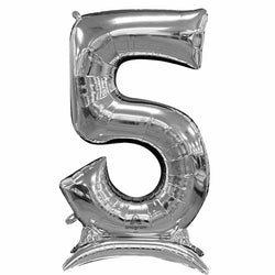 Silver Stand-Up Number Foil Balloon
