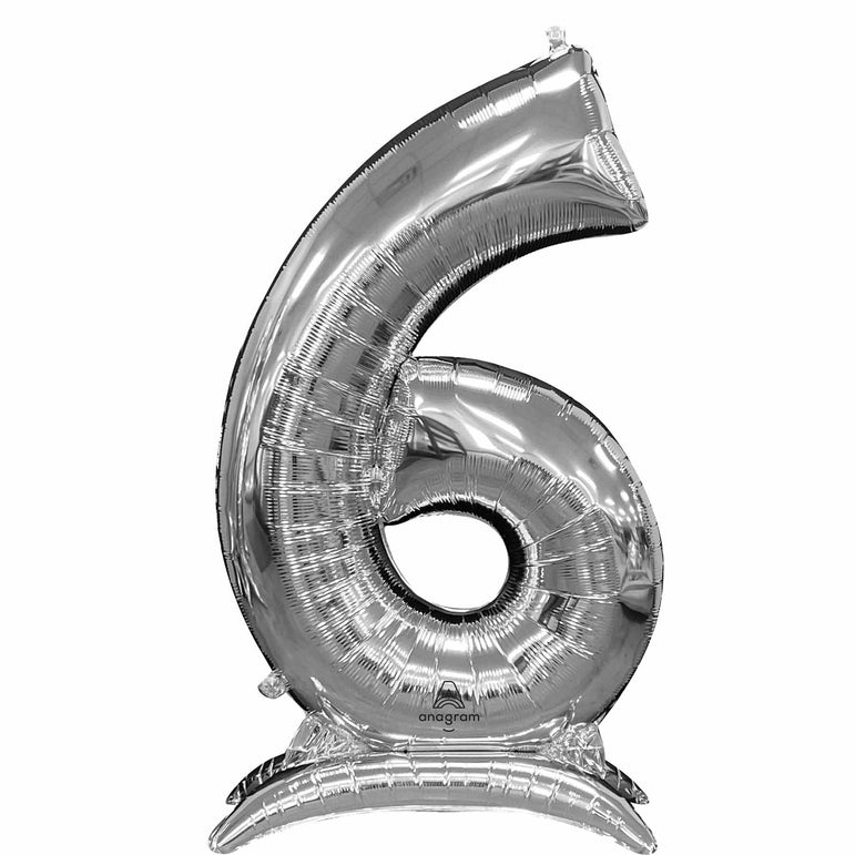 Silver Stand-Up Number Foil Balloon