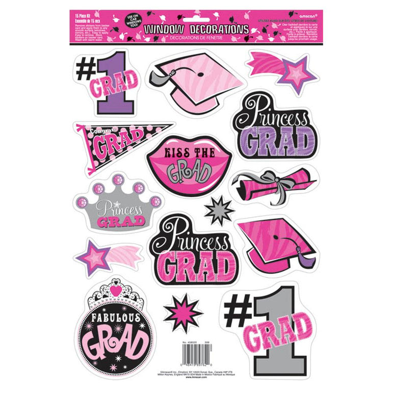 Graduation Princess Vinyl Window Decoration 18in x 12in Decorations - Party Centre