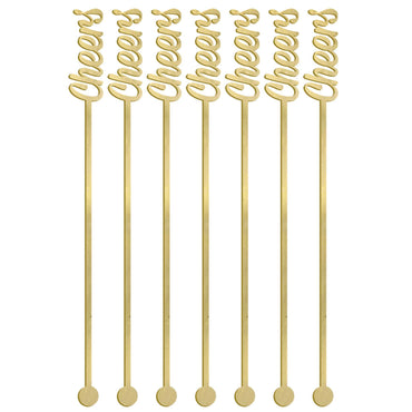 Gold Cheers Drink Stirrers 7.50in, 12pcs Candy Buffet - Party Centre