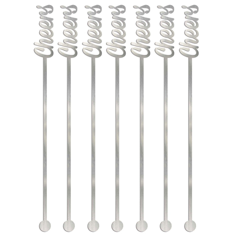 Silver Cheers Drink Stirrers 7.50in, 12pcs Candy Buffet - Party Centre