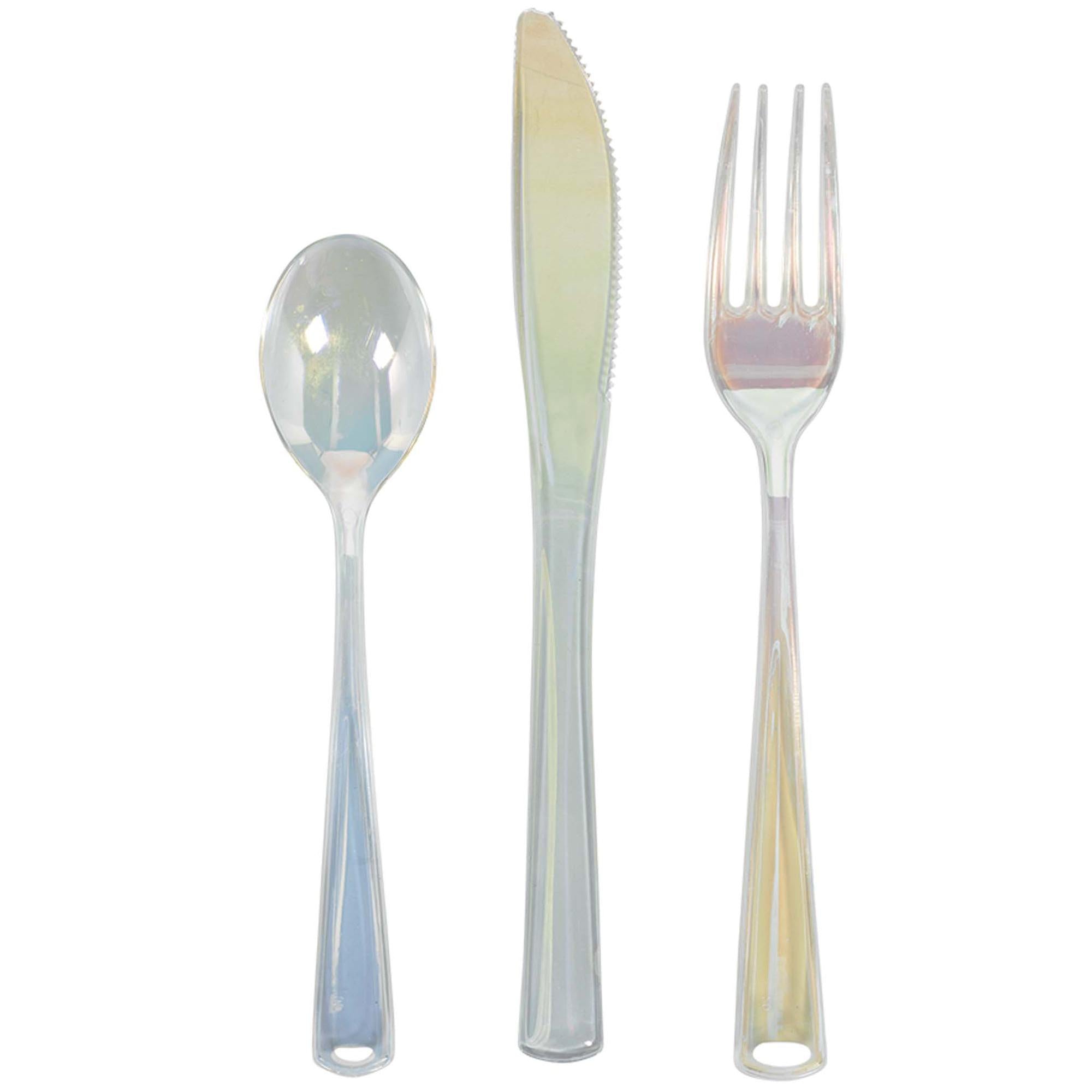 Shimmering Party Iridescent Assorted Cutlery 24pcs Printed Tableware - Party Centre