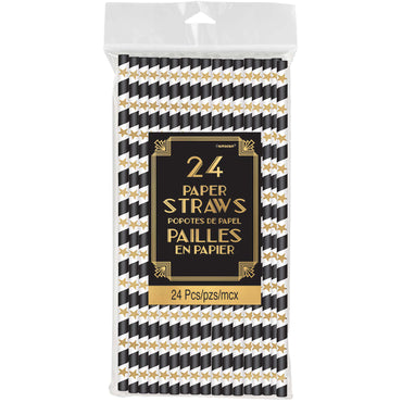 Glitz & Glam Paper Straws 24pcs Candy Buffet - Party Centre