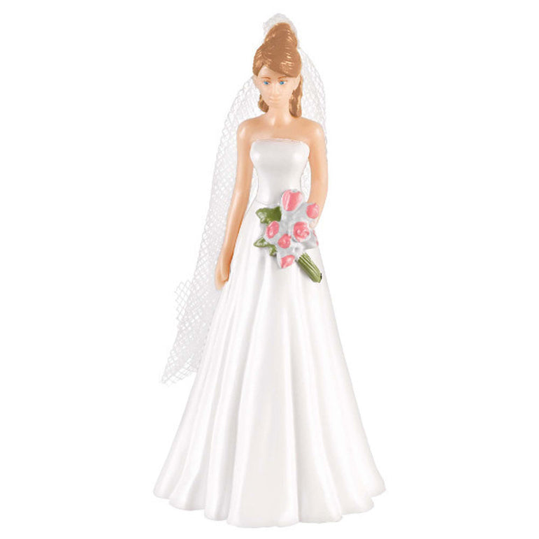Caucasian Bride Plastic Cake Topper 4.25in Party Accessories - Party Centre