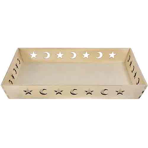 Star and Moon Serving Tray Rectangular Wood