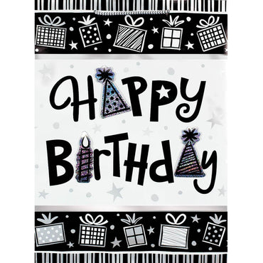 Silver Happy Birthday Jumbo Bag Party Favors - Party Centre