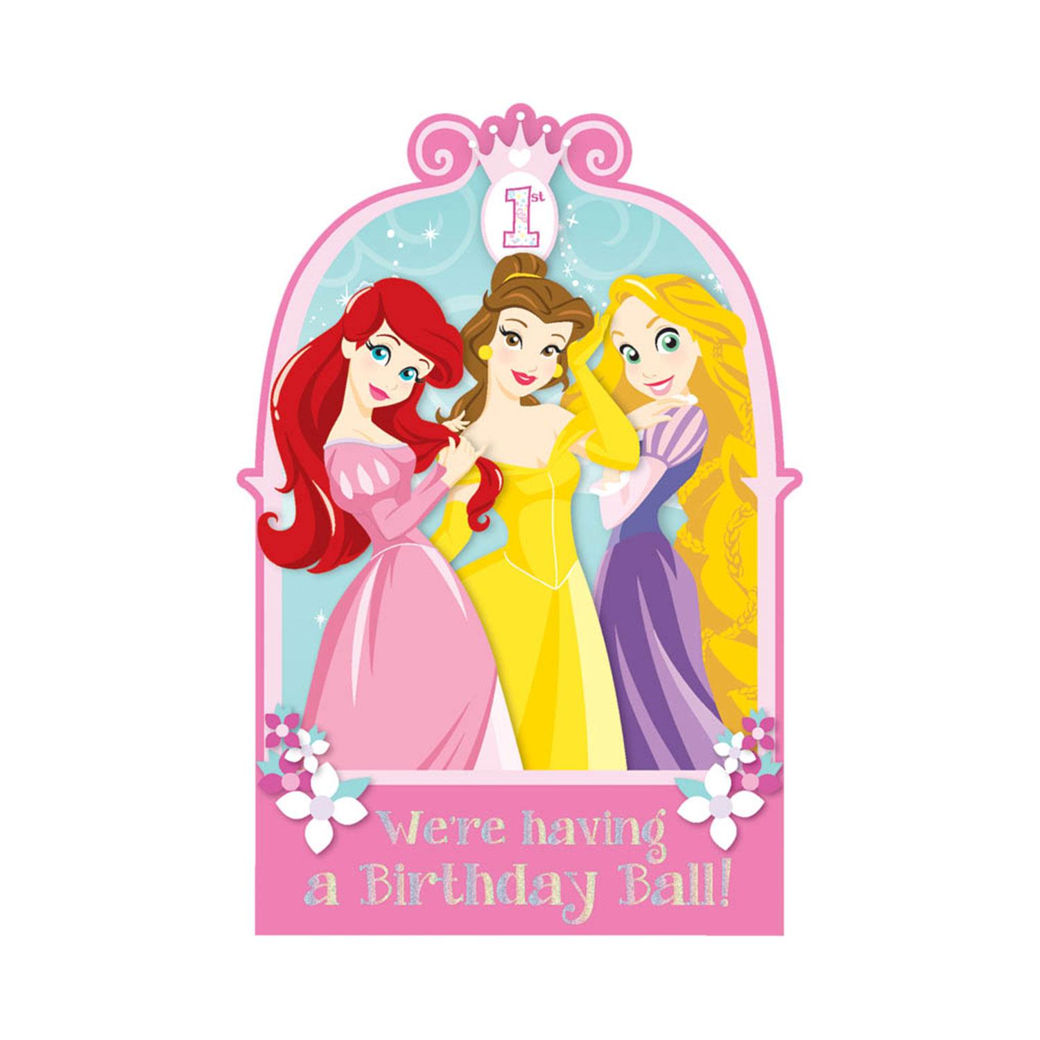 Disney Princess 1st Birthday Invitations Party Accessories - Party Centre