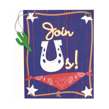 Western Bandana Dangler Invitations 8pcs Party Accessories - Party Centre
