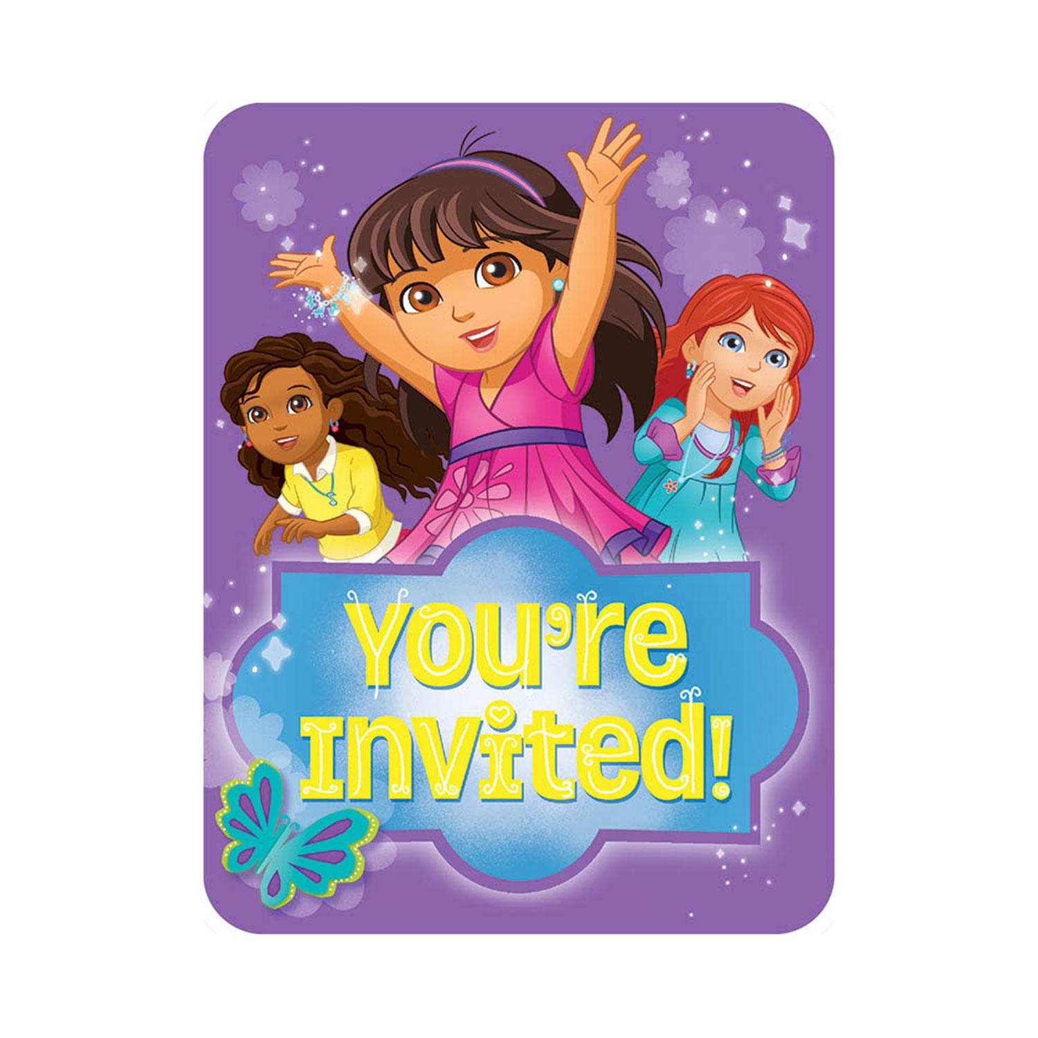 Dora And Friends Invitation and Thank You Card Party Accessories - Party Centre