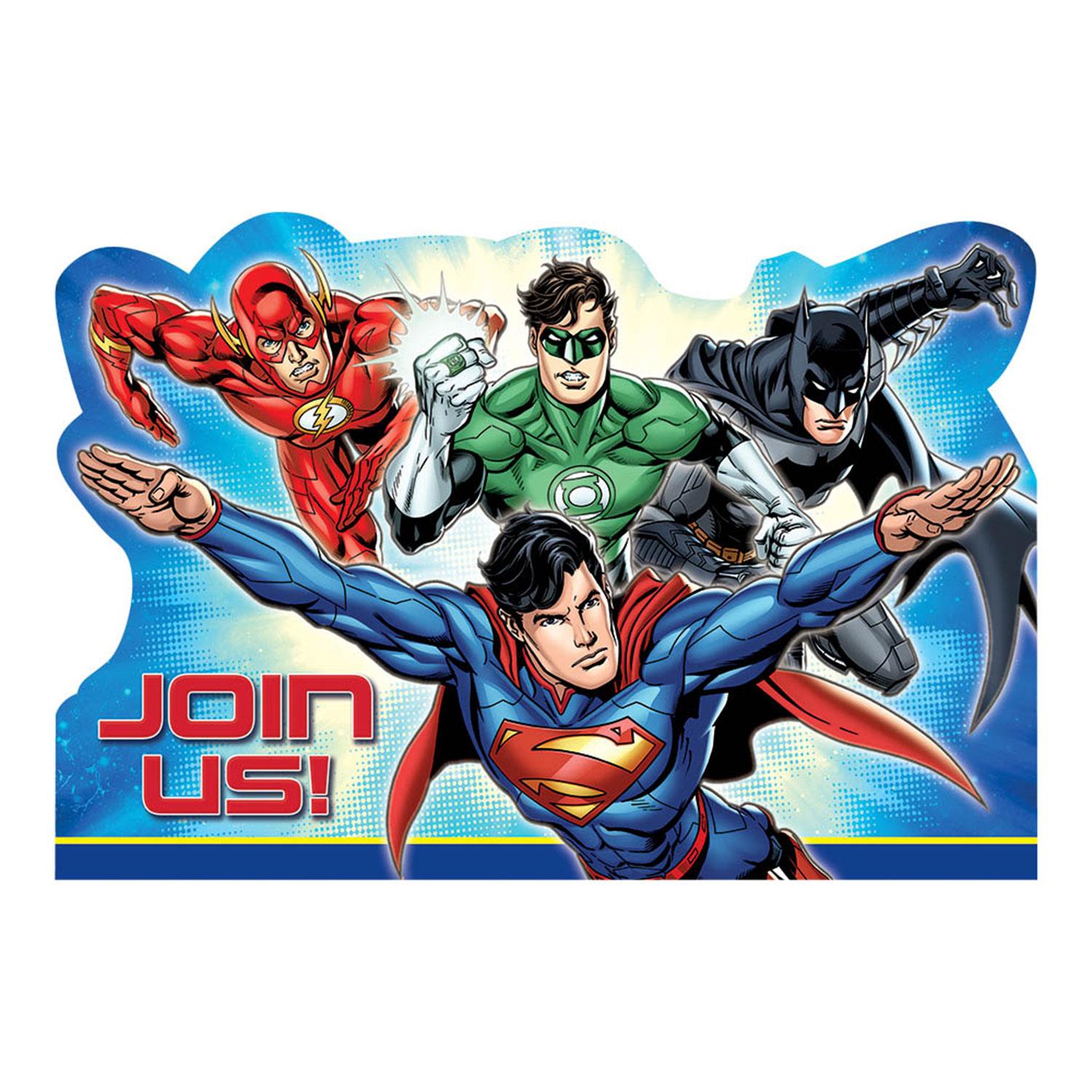 Justice League Postcard Invitations 8pcs Party Accessories - Party Centre