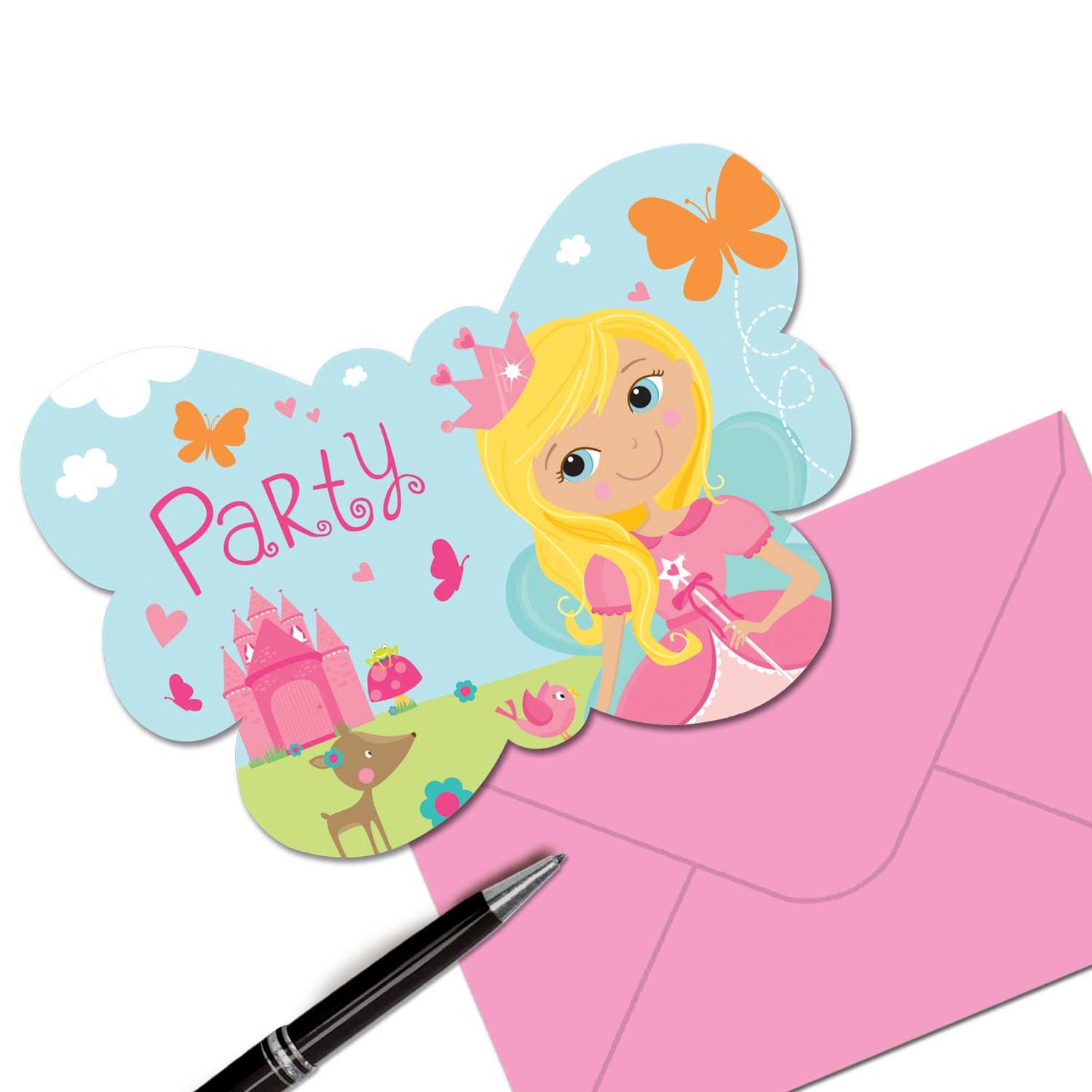 Woodland Princess Postcard Invitations 8pcs Party Accessories - Party Centre