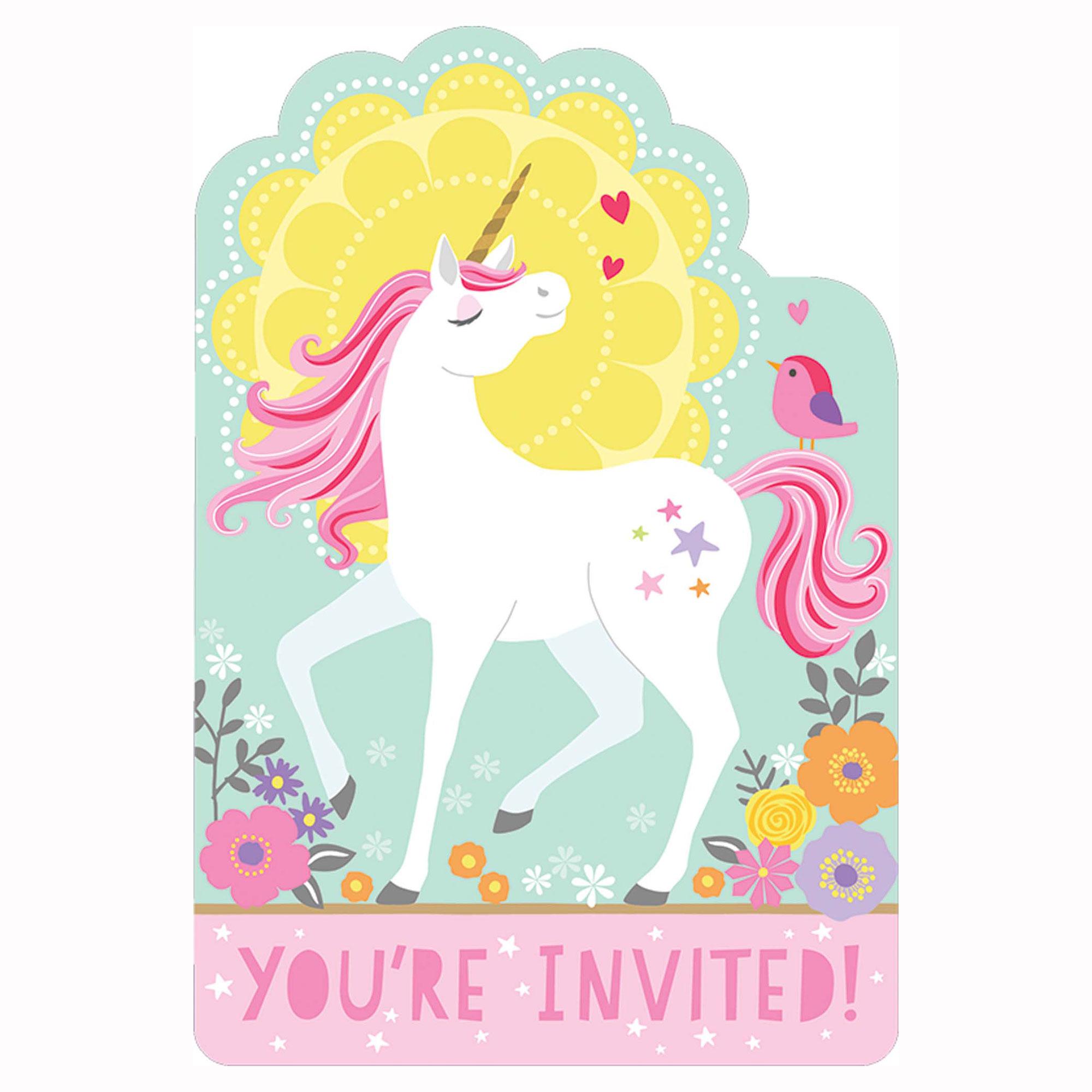 Magical Unicorn Postcard Invitations 8pcs Party Accessories - Party Centre