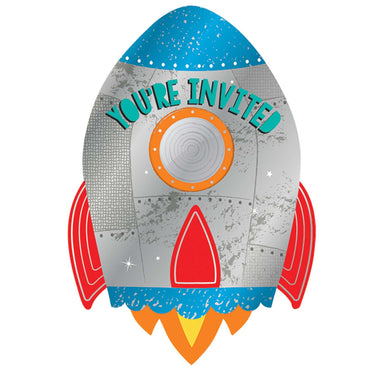 Blast Off Birthday Postcard Invitations 8pcs Party Accessories - Party Centre