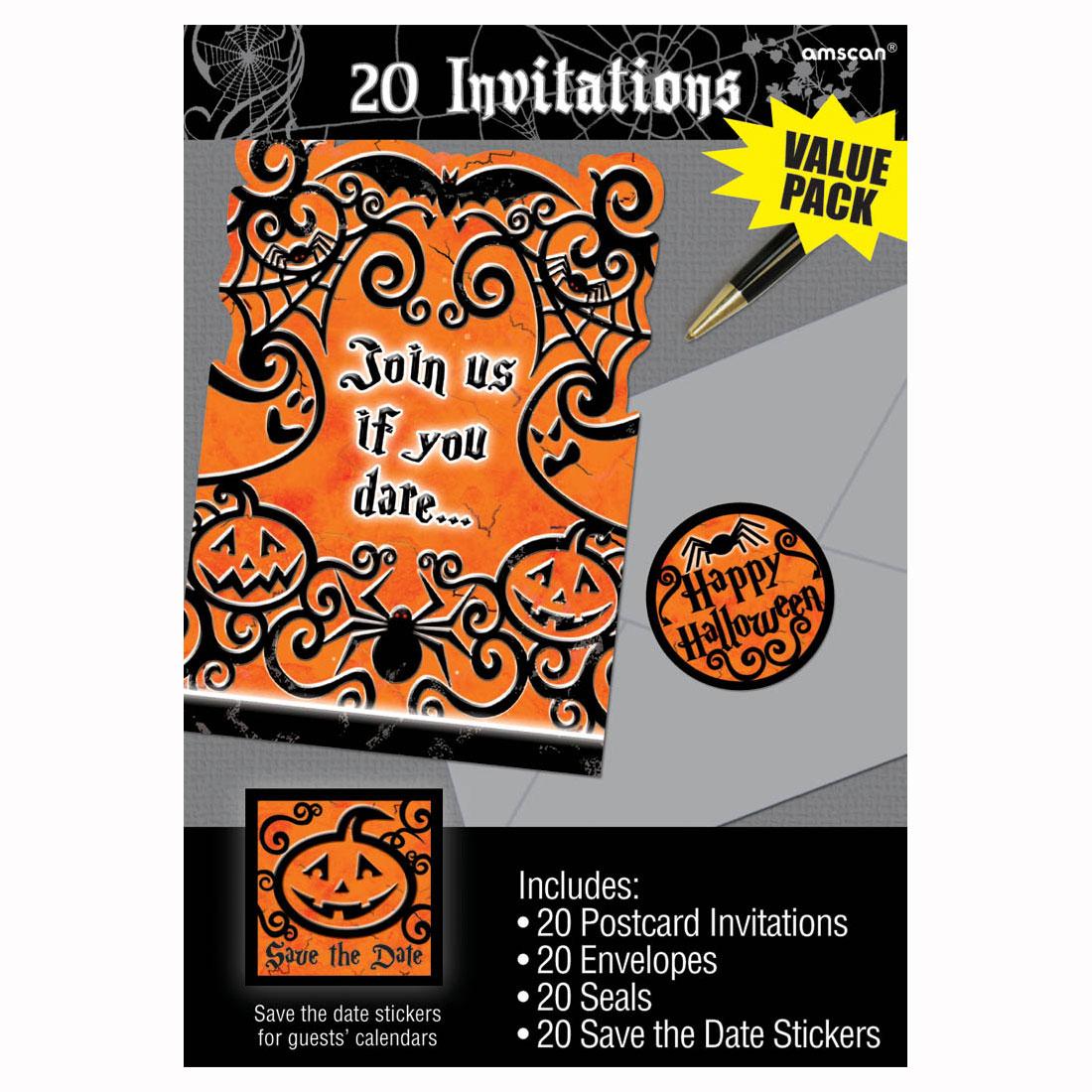 Gothic Greetings Invitation Cards 20pcs Party Accessories - Party Centre