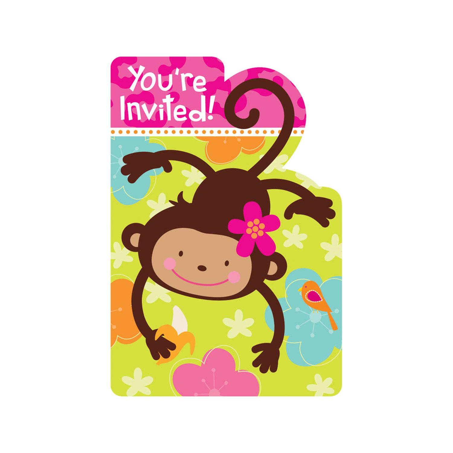 Monkey Love Invitations 8pcs Party Accessories - Party Centre