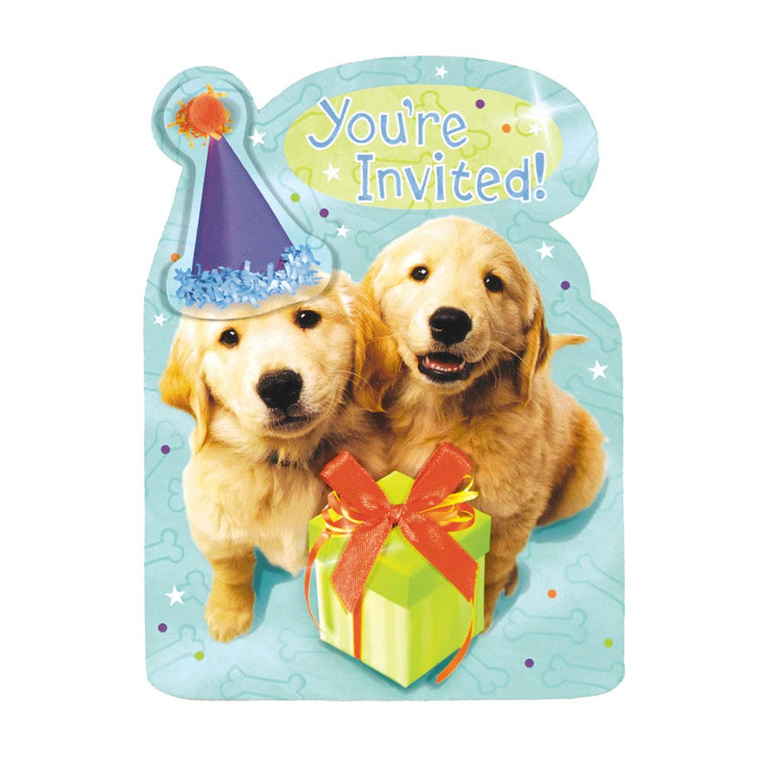 Puppy Jumbo Invitations 8 x 6in, 8pcs Party Accessories - Party Centre