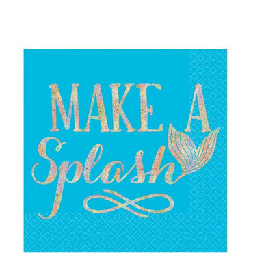 Mermaid Wishes Hot Stamped Beverage Tissues, 16pcs Printed Tableware - Party Centre