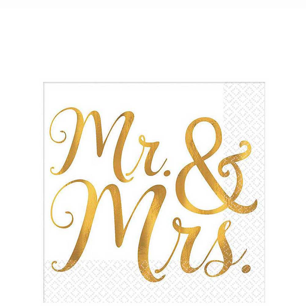 Mr & Mrs Beverage Tissue 16pcs Printed Tableware - Party Centre