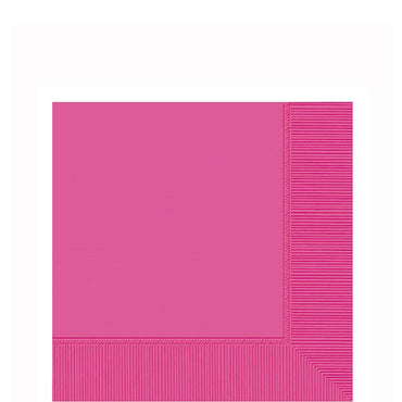 Bright Pink Beverage Tissues 20pcs Solid Tableware - Party Centre