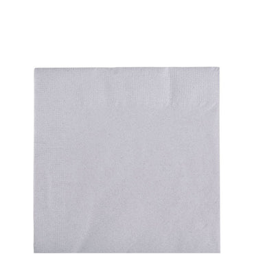 Silver Beverage Tissues 20pcs Solid Tableware - Party Centre