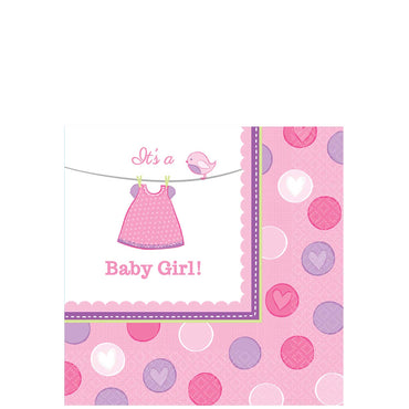 Shower With Love Girl Beverage Tissues 16pcs Printed Tableware - Party Centre