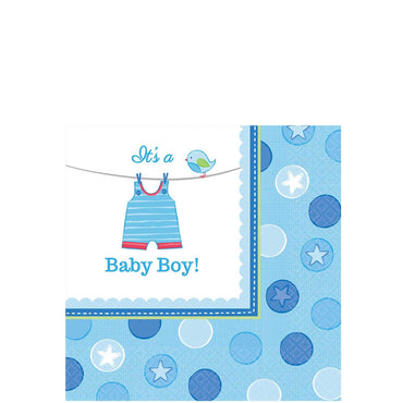 Shower With Love Boy Beverage Tissues 16pcs Printed Tableware - Party Centre