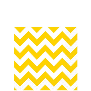 Yellow Sunshine Chevron Beverage Tissues 16pcs Printed Tableware - Party Centre