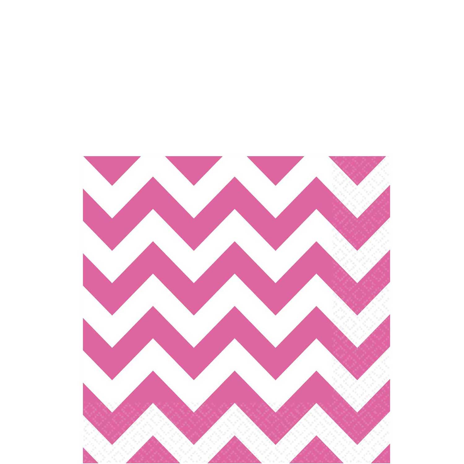 Bright Pink Chevron Beverage Tissues 16pcs Printed Tableware - Party Centre