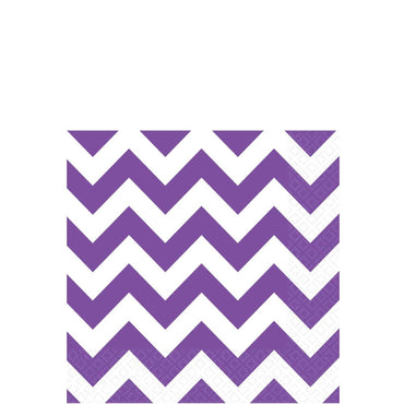 New Purple Chevron Beverage Tissues 16pcs Printed Tableware - Party Centre