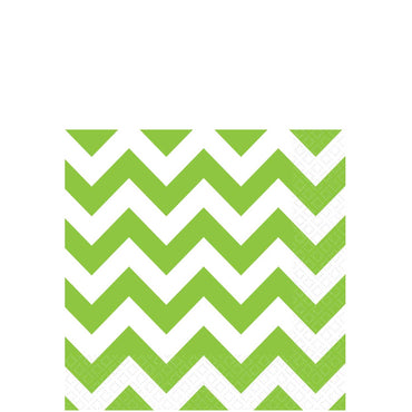 Kiwi Green Chevron Beverage Tissues 16pcs Printed Tableware - Party Centre