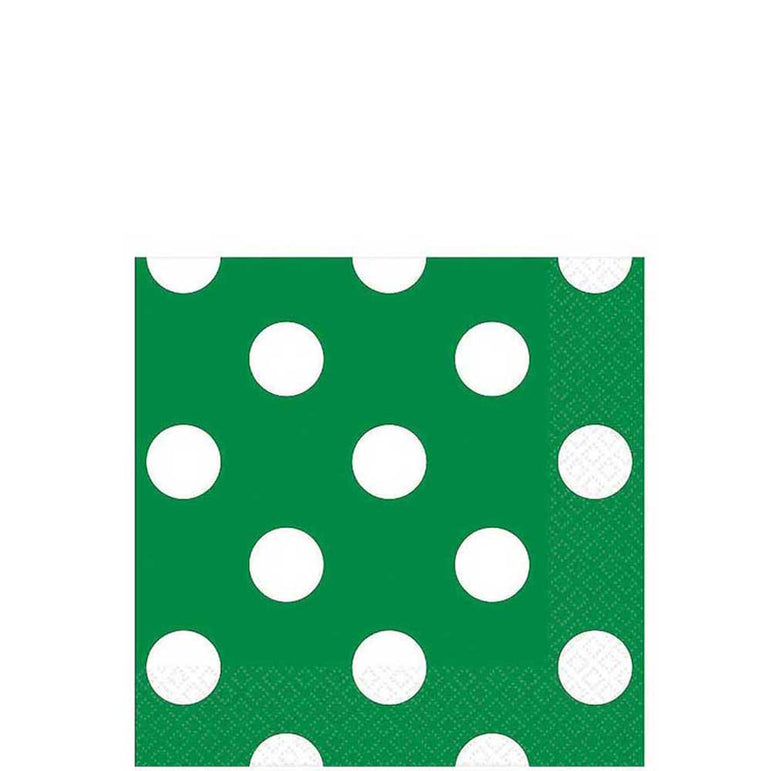 Festive Green Dots Beverage Tissues 16pcs Printed Tableware - Party Centre