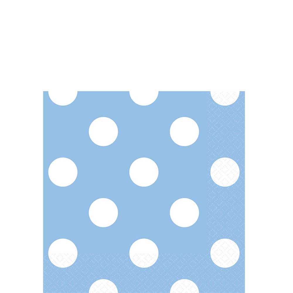 Pastel Blue Dots Beverage Tissues 16pcs Printed Tableware - Party Centre