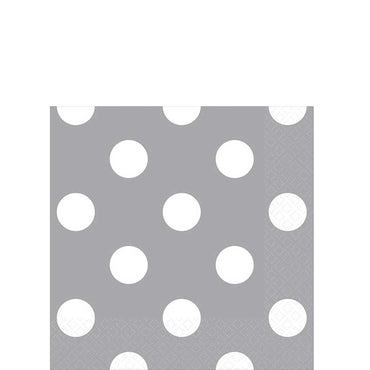 Silver Dots Beverage Tissues 16pcs Printed Tableware - Party Centre
