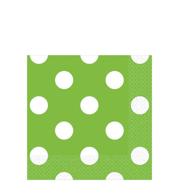 Kiwi Green Dots Beverage Tissues 16pcs Printed Tableware - Party Centre