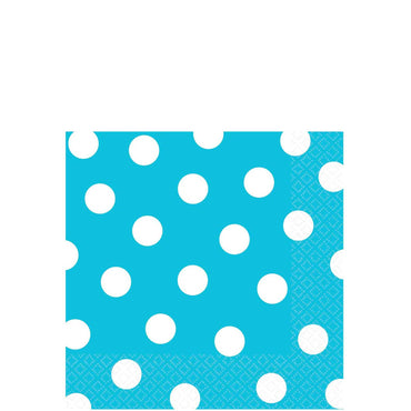 Caribbean Blue Dots Beverage Tissues 16pcs Printed Tableware - Party Centre