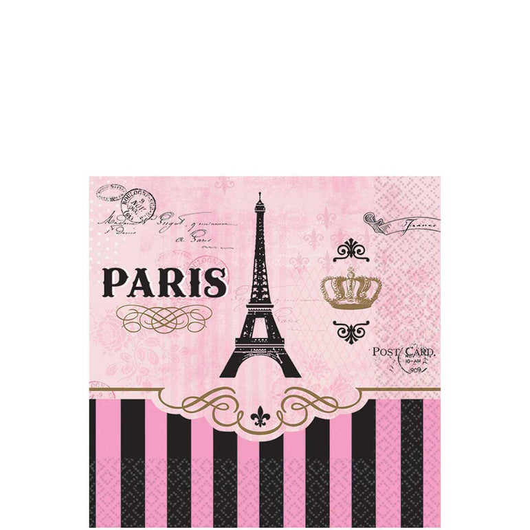 A Day In Paris Beverage Tissues 16pcs Printed Tableware - Party Centre