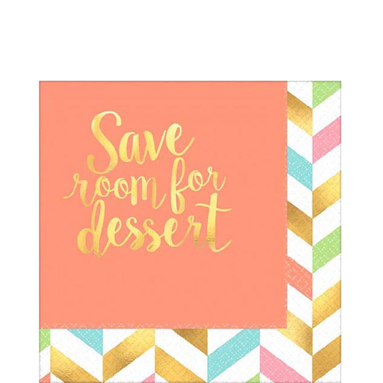 Eat, Drink & Be Happy Beverage Tissues 16pcs Printed Tableware - Party Centre