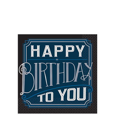 Happy Birthday Man Beverage Tissues 16pcs Printed Tableware - Party Centre