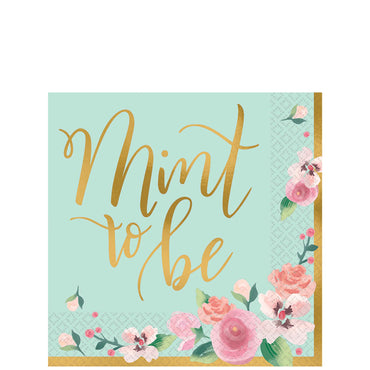 Mint To Be Beverage Tissues 25cm 16pcs Printed Tableware - Party Centre
