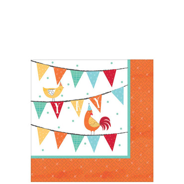 Barnyard Birthday Beverage Tissues 16pcs Printed Tableware - Party Centre