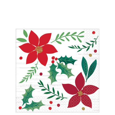 Christmas Wishes Beverage Tissues 16pcs Printed Tableware - Party Centre