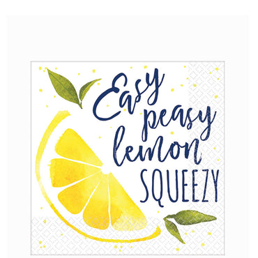 Lemons Beverage Tissues 16pcs Printed Tableware - Party Centre