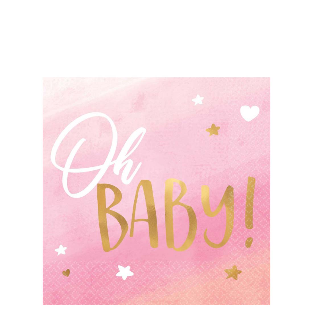 Oh Baby Girl Hot Stamped Beverage Napkin 16pcs Printed Tableware - Party Centre