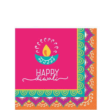 Diwali Beverage Tissue 16pcs Printed Tableware - Party Centre