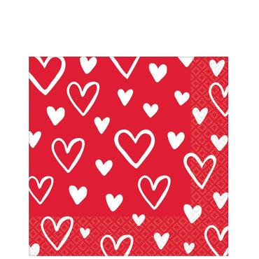 Heart Day Beverage Tissues, 16pcs Printed Tableware - Party Centre