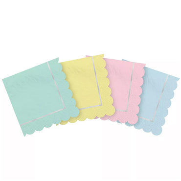 Pretty Pastels Hot Stamped Beverage Tissue 16pcs Printed Tableware - Party Centre