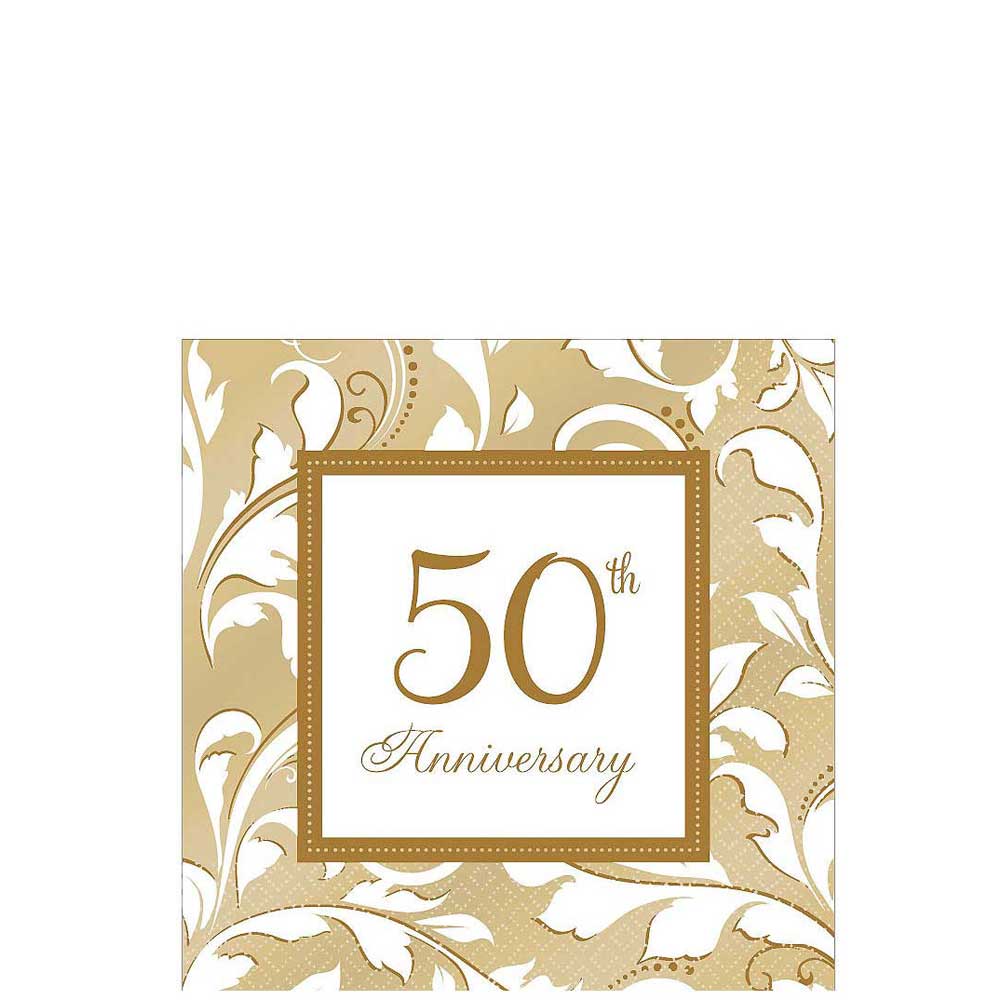 Gold Elegant Scroll 50Th Anniversary Beverage Tissue