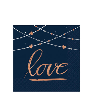 Navy Bride Hot Stamped Beverage Napkin 16pcs Printed Tableware - Party Centre