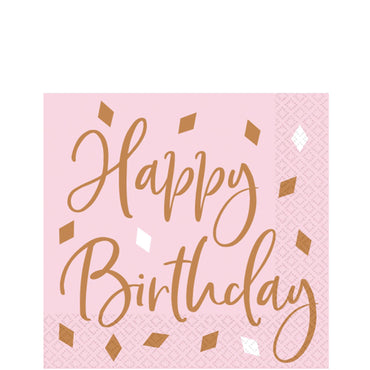 Blush Birthday Hot Stamped Beverage Tissue, 16pcs
